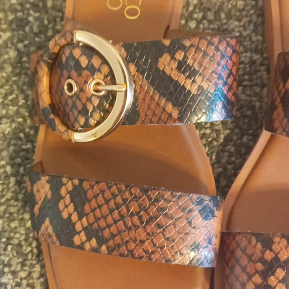 Franco Sarto Merris Cognac faux snake skin sandals size 6